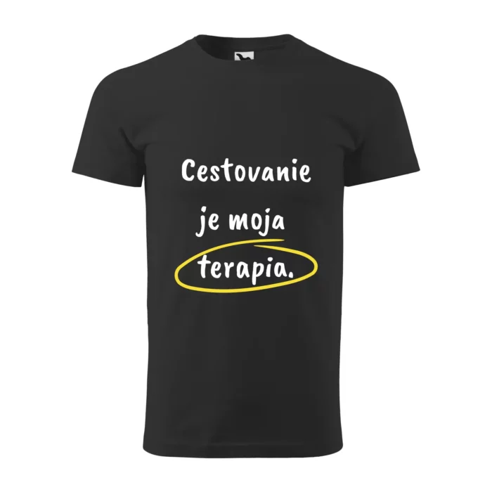 Tričko cestovanie je moja terapia čierne pánske