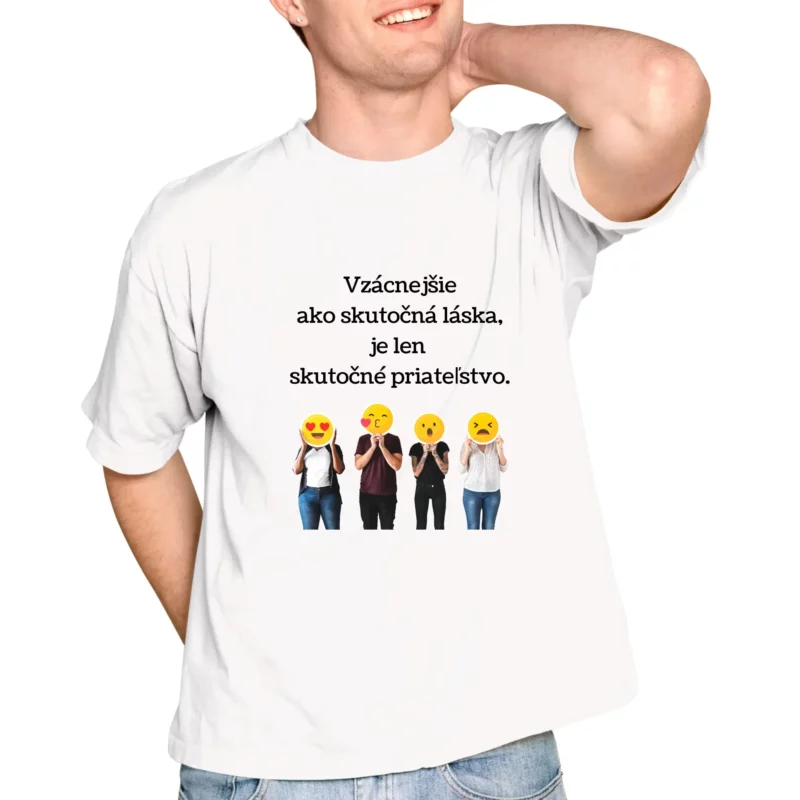 Tričko skutoéné priatelstvo biele pánske